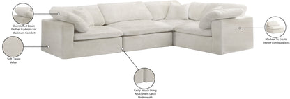 Hyatt Cream Velvet Modular Sectional Sec4C