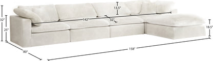 Hyatt Cream Velvet Comfort Modular Sectional Sec5A