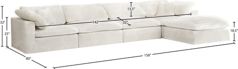 Hyatt Cream Velvet Comfort Modular Sectional Sec5A