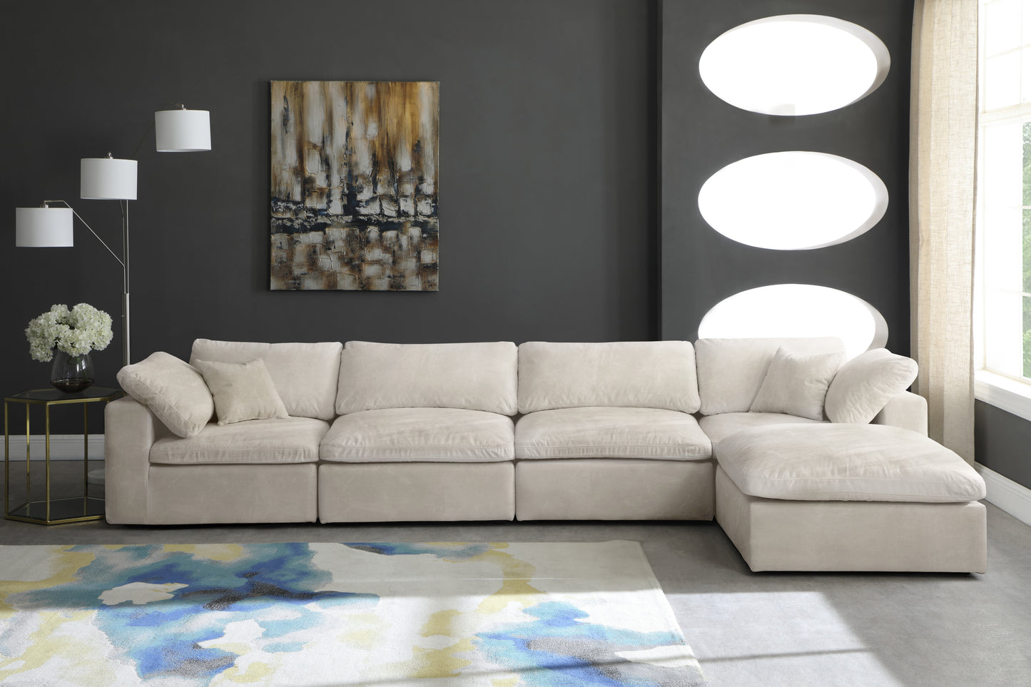 hyatt cream velvet comfort modular sectional sec5a