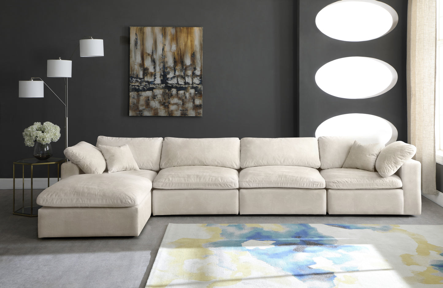 hyatt cream velvet comfort modular sectional sec5a