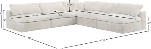 Hyatt Cream Velvet Comfort Modular Sectional Sec5B