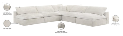 Hyatt Cream Velvet Comfort Modular Sectional Sec5B