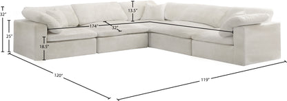 Hyatt Cream Velvet Comfort Modular Sectional Sec5C