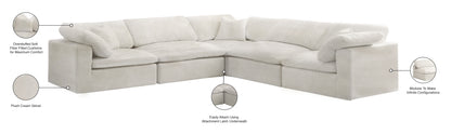 Hyatt Cream Velvet Comfort Modular Sectional Sec5C