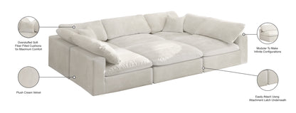 Hyatt Cream Velvet Comfort Modular Sectional Sec6C