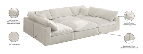 Hyatt Cream Velvet Comfort Modular Sectional Sec6C
