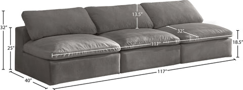 Hyatt Grey Velvet Comfort Modular Armless Sofa S117