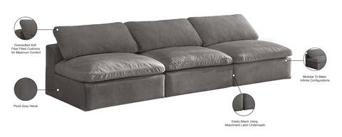 Hyatt Grey Velvet Comfort Modular Armless Sofa S117
