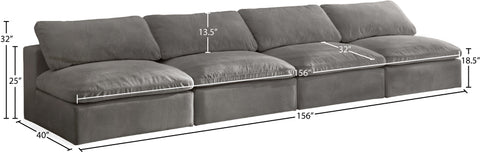 Hyatt Grey Velvet Comfort Modular Armless Sofa S156