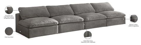 Hyatt Grey Velvet Comfort Modular Armless Sofa S156
