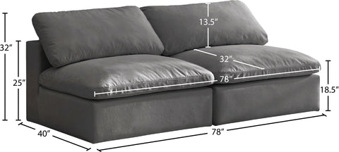 Hyatt Grey Velvet Comfort Modular Armless Sofa S78