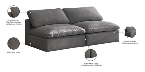 Hyatt Grey Velvet Comfort Modular Armless Sofa S78