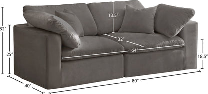 Hyatt Grey Velvet Comfort Modular Sofa S80