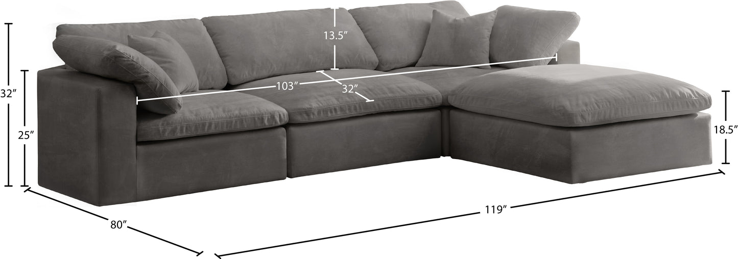 hyatt grey velvet comfort modular sectional sec4a