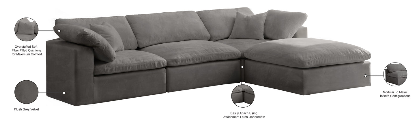 hyatt grey velvet comfort modular sectional sec4a