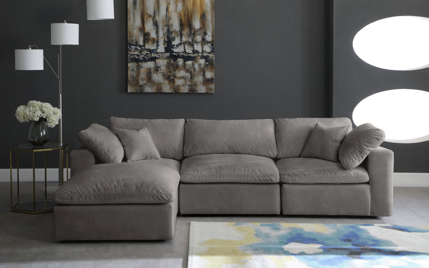 hyatt grey velvet comfort modular sectional sec4a