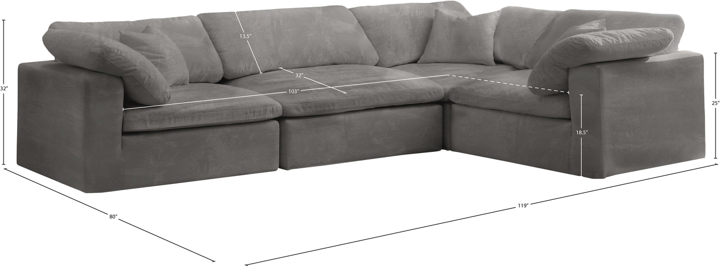 hyatt grey velvet modular sectional sec4c