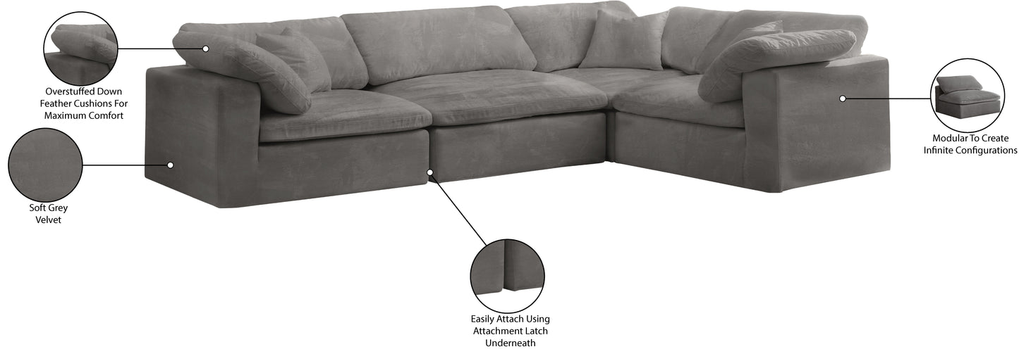 hyatt grey velvet modular sectional sec4c