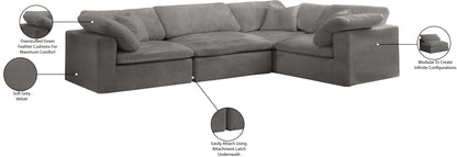 Hyatt Grey Velvet Modular Sectional Sec4C