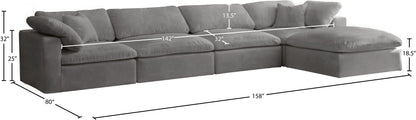 Hyatt Grey Velvet Comfort Modular Sectional Sec5A