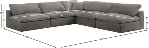 Hyatt Grey Velvet Comfort Modular Sectional Sec5B