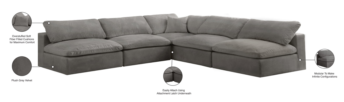 hyatt grey velvet comfort modular sectional sec5b