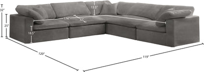 Hyatt Grey Velvet Comfort Modular Sectional Sec5C