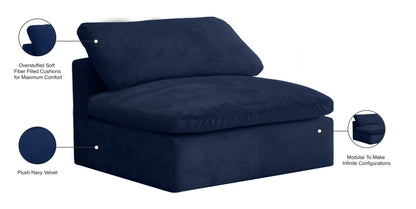 Hyatt Navy Velvet Chair Armless