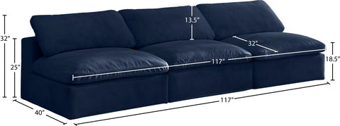 Hyatt Navy Velvet Comfort Modular Armless Sofa S117