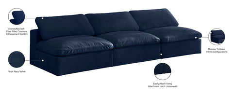 Hyatt Navy Velvet Comfort Modular Armless Sofa S117