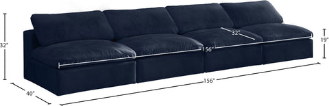 Hyatt Navy Velvet Comfort Modular Armless Sofa S156