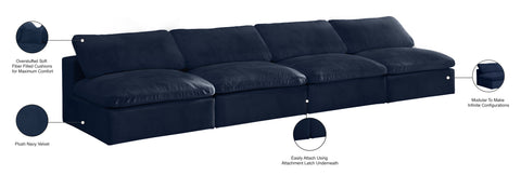 Hyatt Navy Velvet Comfort Modular Armless Sofa S156