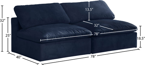Hyatt Navy Velvet Comfort Modular Armless Sofa S78