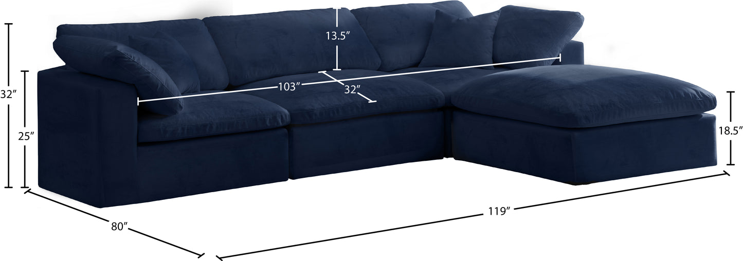 hyatt navy velvet comfort modular sectional sec4a