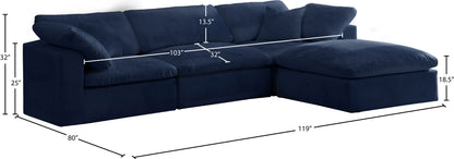 Hyatt Navy Velvet Comfort Modular Sectional Sec4A