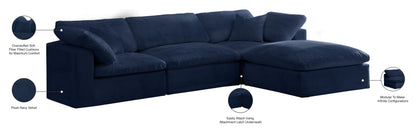 Hyatt Navy Velvet Comfort Modular Sectional Sec4A