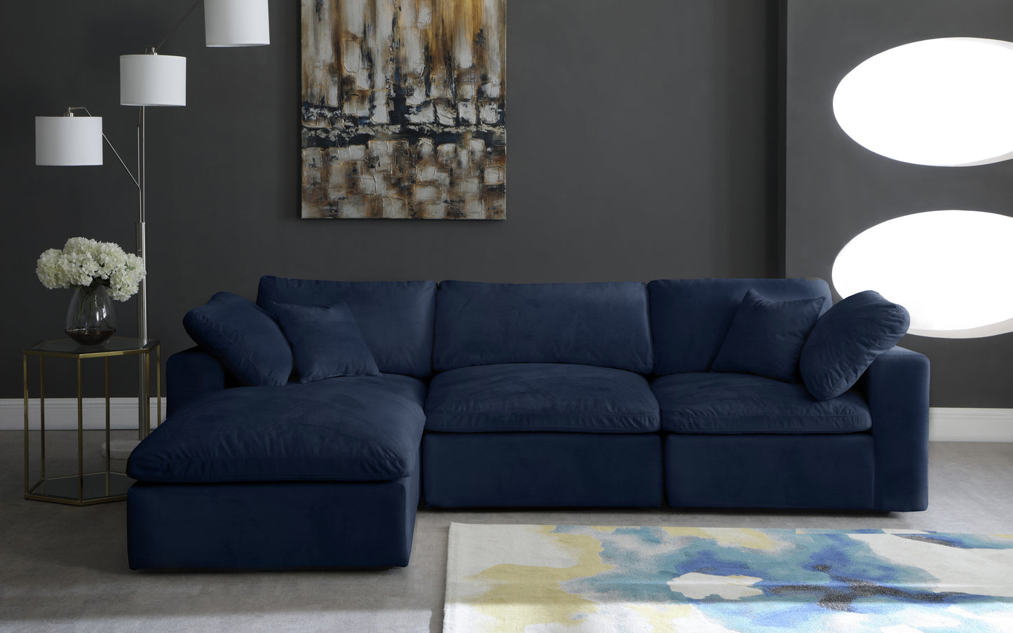 hyatt navy velvet comfort modular sectional sec4a