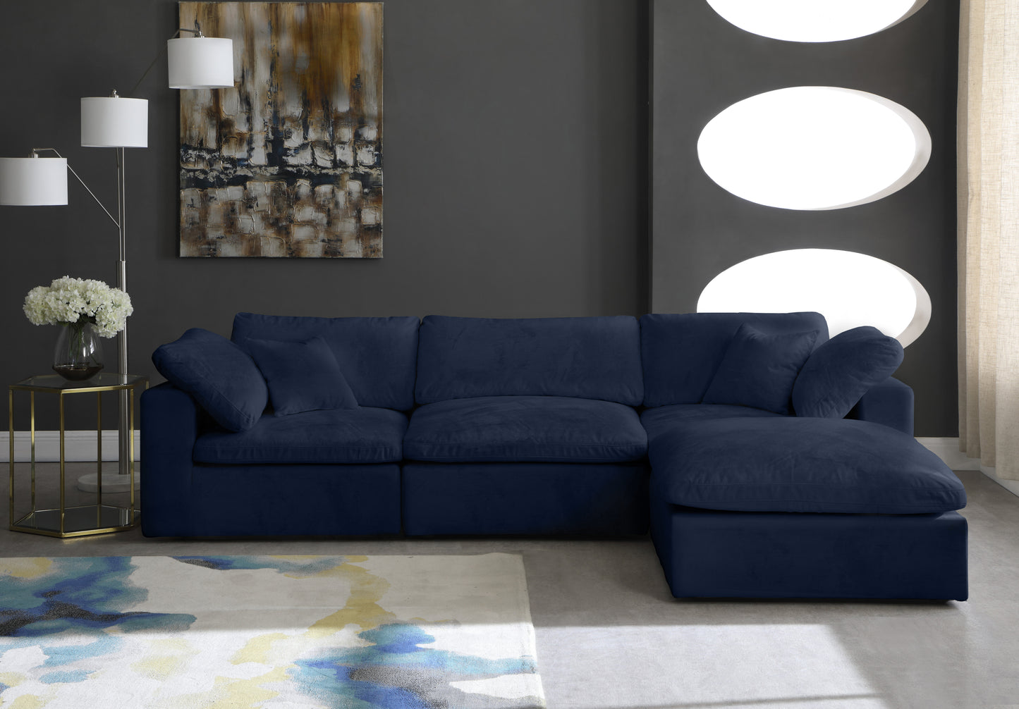 hyatt navy velvet comfort modular sectional sec4a