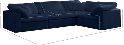 Hyatt Navy Velvet Modular Sectional Sec4C