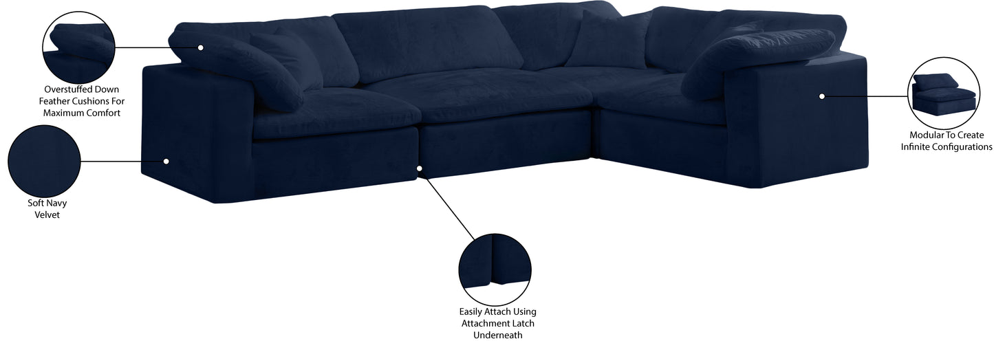 hyatt navy velvet modular sectional sec4c