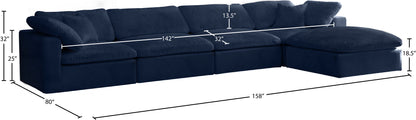 Hyatt Navy Velvet Comfort Modular Sectional Sec5A