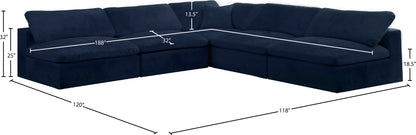 Hyatt Navy Velvet Comfort Modular Sectional Sec5B