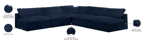 Hyatt Navy Velvet Comfort Modular Sectional Sec5B