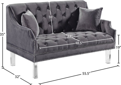 Nial Grey Velvet Loveseat L