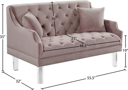 Nial Pink Velvet Loveseat L