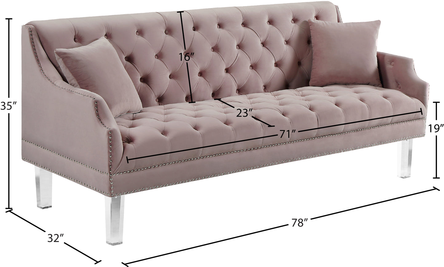 nial pink velvet sofa s