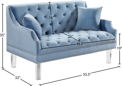 Nial Sky Blue Velvet Loveseat L