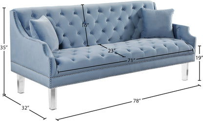 Nial Sky Blue Velvet Sofa S