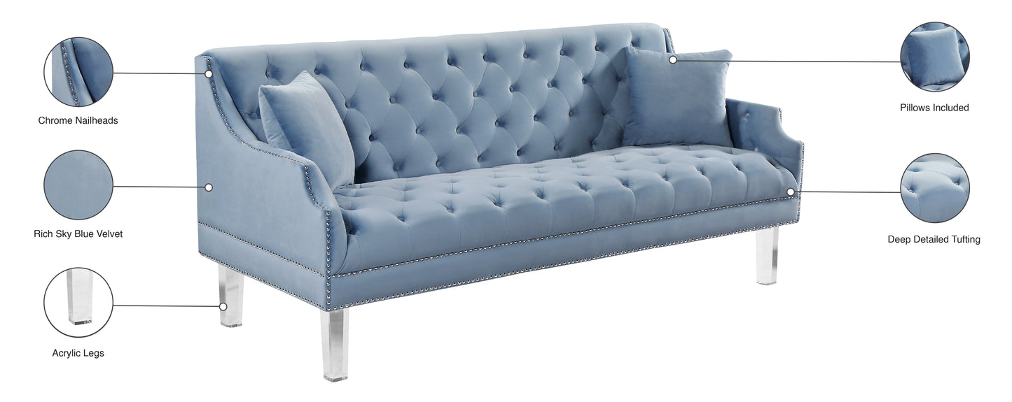 nial sky blue velvet sofa s